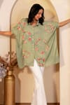 Buy_B'Infinite_Green Soft Linen Printed Floral Collar Camellia Shirt _at_Aza_Fashions