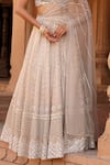 Buy_Niamh By Kriti_Gold Organza And Net Embroidery Pearl Sweetheart Resham Lehenga With Blouse _Online_at_Aza_Fashions