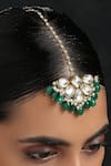 Paisley Pop_Green Kundan And Bead Embellished Maangtikka _Online_at_Aza_Fashions