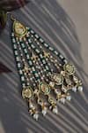 Shop_Paisley Pop_Green Kundan Embellished Passa _at_Aza_Fashions