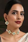 Buy_Paisley Pop_Blue Kundan Embellished Floral Unit Choker Necklace Set _at_Aza_Fashions