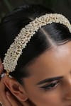 Paisley Pop_Gold Pearl Embellished Headband _Online_at_Aza_Fashions