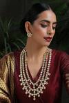 Buy_Paisley Pop_Gold Plated Kundan Embellished Layered Necklace Set _at_Aza_Fashions