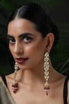 Buy_Paisley Pop_Red Kundan Embellished Danglers _at_Aza_Fashions