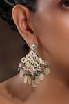 Paisley Pop_Peach Kundan Upma And Stone Embellished Earrings _Online_at_Aza_Fashions