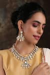 Buy_Paisley Pop_Gold Plated Kundan Embellished Pearl Drop Necklace Set _at_Aza_Fashions