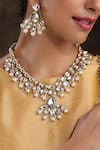 Paisley Pop_Gold Plated Kundan Embellished Pearl Drop Necklace Set _Online_at_Aza_Fashions