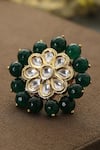 Paisley Pop_Green Kundan Ruchira Encrusted Ring _Online_at_Aza_Fashions