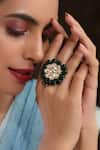 Buy_Paisley Pop_Green Kundan Ruchira Encrusted Ring _Online_at_Aza_Fashions