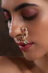 Paisley Pop_Gold Plated Kundan Encrusted Peacock Motif Nose Pin _Online_at_Aza_Fashions