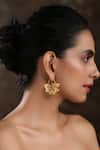 Buy_Paisley Pop_Gold Plated Bead Floral Petal Embossed Earrings _at_Aza_Fashions