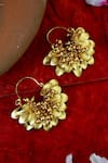 Buy_Paisley Pop_Gold Plated Bead Floral Petal Embossed Earrings _Online_at_Aza_Fashions