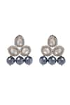 Paisley Pop_Grey Polki And Pearl Embellished Earrings _Online_at_Aza_Fashions