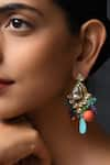 Shop_Paisley Pop_Multi Color Kundan Navratan And Stone Embellished Earrings _at_Aza_Fashions