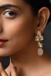 Shop_Paisley Pop_Gold Plated Kundan Tumble Stone Embellished Earrings _at_Aza_Fashions