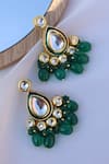 Paisley Pop_Green Kundan And Bead Embellished Earrings _Online_at_Aza_Fashions