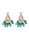 Buy_Paisley Pop_Green Kundan And Bead Embellished Earrings _Online_at_Aza_Fashions