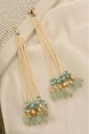 Shop_Paisley Pop_Blue Pearl Embellished Danglers _at_Aza_Fashions