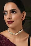 Paisley Pop_Gold Plated Kundan Embellished Choker _Online_at_Aza_Fashions