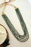 Shop_Paisley Pop_Green Stone Embellished Layered Necklace _at_Aza_Fashions