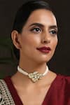 Paisley Pop_Gold Plated Kundan Embellished Pendant Choker _Online_at_Aza_Fashions