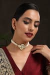 Shop_Paisley Pop_Gold Plated Kundan Embellished Pendant Choker _Online_at_Aza_Fashions