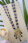 Shop_Paisley Pop_Blue Kundan Half Crescent Carved Pendant Necklace _at_Aza_Fashions