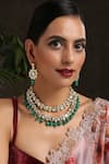 Buy_Paisley Pop_Green Kundan Embellished Layered Necklace Set _at_Aza_Fashions