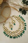 Shop_Paisley Pop_Green Kundan Embellished Layered Necklace Set _at_Aza_Fashions