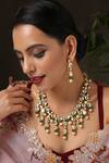 Paisley Pop_Green Kundan And Pearl Embellished Necklace Set _Online_at_Aza_Fashions