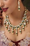 Buy_Paisley Pop_Green Kundan And Pearl Embellished Necklace Set _Online_at_Aza_Fashions