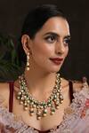 Shop_Paisley Pop_Green Kundan And Pearl Embellished Necklace Set _Online_at_Aza_Fashions