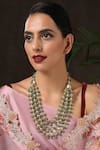 Buy_Paisley Pop_Green Stone And Kundan Embellished Layered Necklace _at_Aza_Fashions