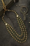 Shop_Paisley Pop_Green Stone And Kundan Embellished Layered Necklace _at_Aza_Fashions