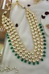 Buy_Paisley Pop_Green Kundan Studded Layered Necklace _at_Aza_Fashions