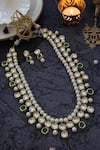 Buy_Paisley Pop_Green Kundan Pearl Embellished Necklace Set _at_Aza_Fashions