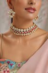 Shop_Paisley Pop_Red Kundan Studded Choker Set _Online_at_Aza_Fashions