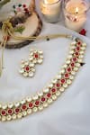 Paisley Pop_Red Kundan Studded Choker Set _at_Aza_Fashions