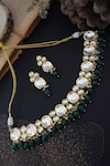 Paisley Pop_Green Kundan Embellished Choker Set _at_Aza_Fashions