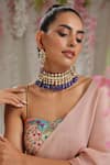 Paisley Pop_Purple Kundan Embellished Choker Set _Online_at_Aza_Fashions