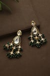 Shop_Paisley Pop_Green Stone Tear Drop Carved Earrings _at_Aza_Fashions