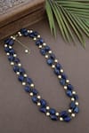 Shop_Paisley Pop_Blue Stone Pearl Embellished Layered Necklace _at_Aza_Fashions