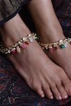 Buy_Paisley Pop_Multi Color Stone Kundan Embellished Anklet - Set Of 2 _at_Aza_Fashions