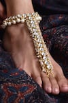 Shop_Paisley Pop_Gold Plated Kundan Embellished Harness Anklet _at_Aza_Fashions