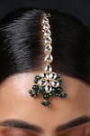 Paisley Pop_Green Kundan Flower Shaped Maangtikka _Online_at_Aza_Fashions