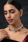 Buy_Paisley Pop_Multi Color Kundan Contrast Stone Dangler Necklace _at_Aza_Fashions