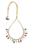 Buy_Paisley Pop_Multi Color Kundan Contrast Stone Dangler Necklace _Online_at_Aza_Fashions