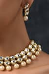 Paisley Pop_Gold Plated Pearl Kundan Embellished Necklace Set _at_Aza_Fashions