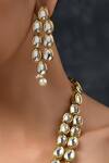 Paisley Pop_Gold Plated Pearl Kundan Embellished Layered Necklace Set _Online_at_Aza_Fashions