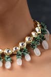 Paisley Pop_Green Kundan And Stone Embellished Necklace _Online_at_Aza_Fashions